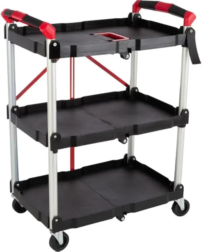 Stalwart Collapsible Cart - Portable and Lightweight Folding Service Cart