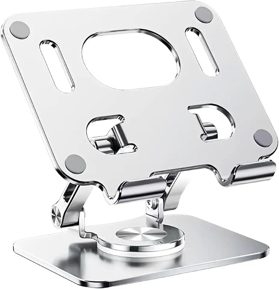Tablet Ständer Verstellbare Halterung Aluminium Faltbarer Handy Tablet Halterung Höhenverstellbar Tablethalter Laptop ständer mit 360 Drehbarer Basis Kompatibel mit 5-14 Zoll Tablets/Laptops