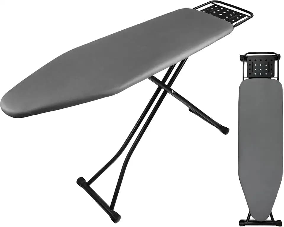 58"x15" Ironing Board Full Size, Heat Resistant Cover Iron Board with Steam Rest, Ultra Thick Padding, Height Adjustable Heavy Sturdy Metal Frame Legs Ironing Stand,Non-Slip Foldable (Square Rest)