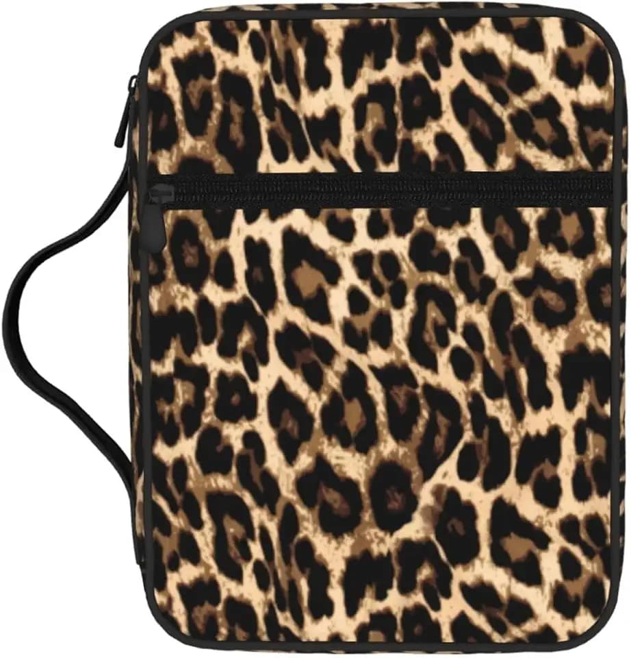 Abstract Leopard Skin Leopard Print Bible Cover Case Carrying Book Protector Case Bible Study Supplies Accessories Holder Case Christian Gift for Women Men