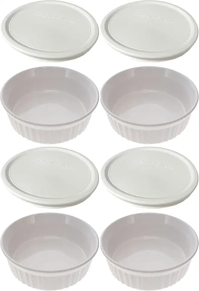 CorningWare 24oz French White Casserole Dishes & F-24 Lids (4-Pack)