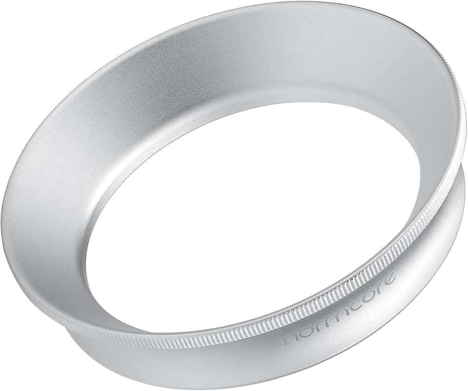 Normcore 54mm Espresso Dosing Funnel V2, Magnetic Dosing Ring, 18mm Anodized Aluminum with 15 Neodymium Fit 54 mm Bottomless Portafilter, Silver