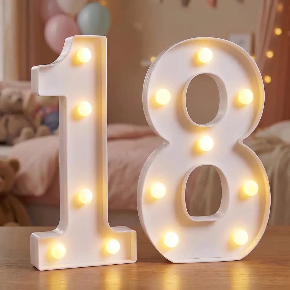 Sweet 18 Party Decorations Marquee Numbers Battery Powered White