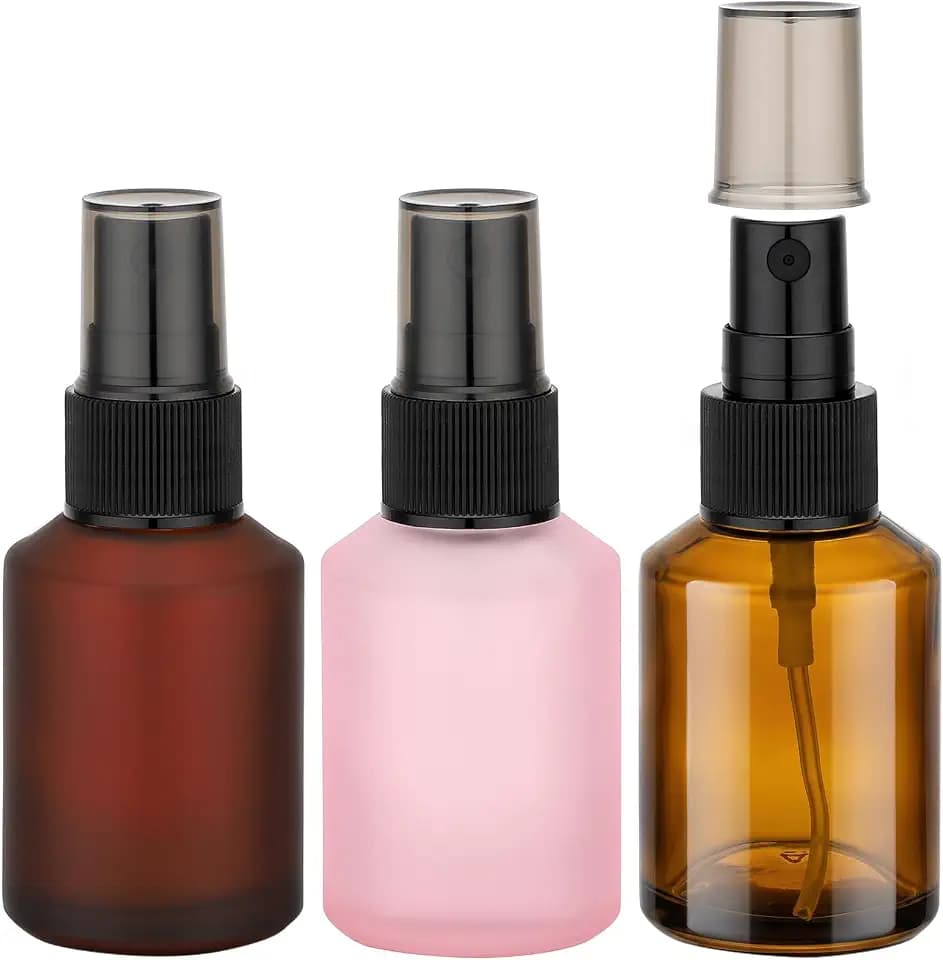 Segbeauty 1oz Empty Glass Travel Perfume Container, 3pcs Amber Pink Green