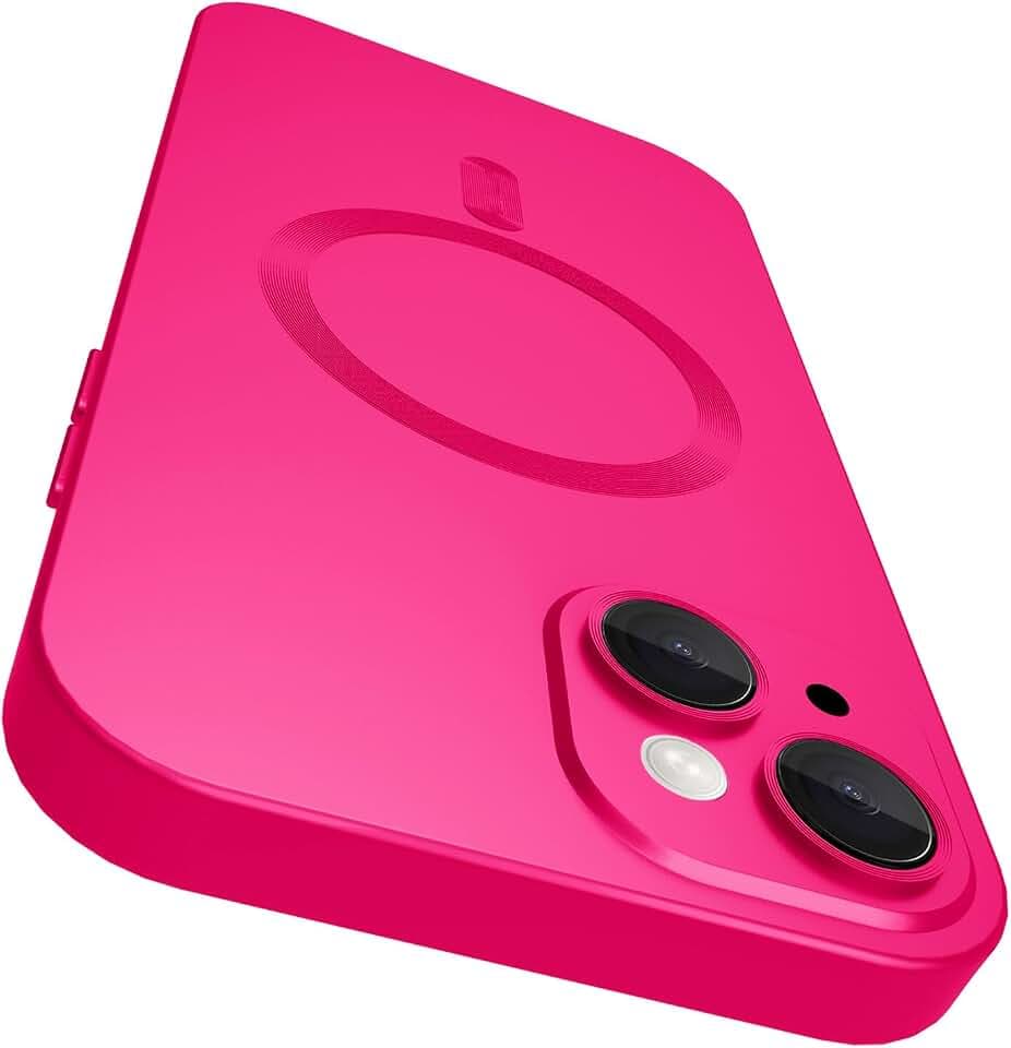 Magnetische Schutzhülle für iPhone 14 mit Kameraobjektivschutz, matt-metallischer Glanz schlank weich TPU-Stoßdämpfer stoßfeste Handyhülle für iPhone 14, Rosarot