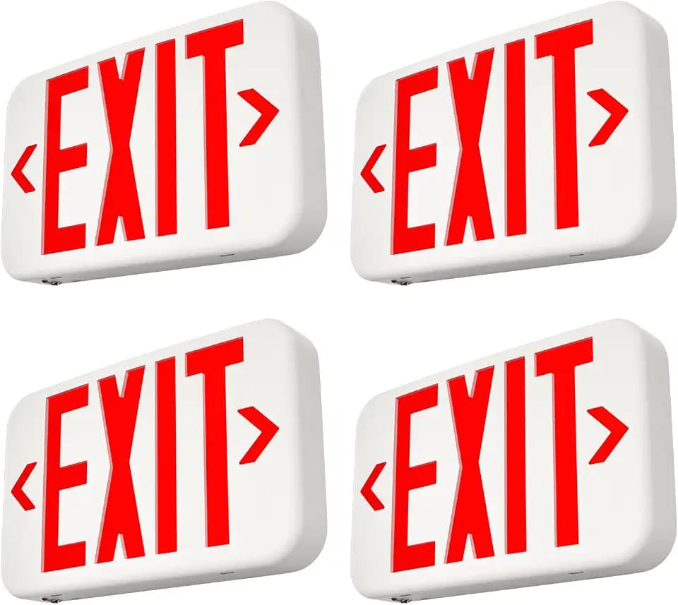 Freelicht 4 Pack Commercial Red Double-Sided LED Exit Sign 90 Min Backup