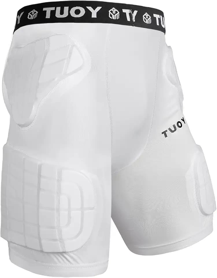 Men's Padded Football Girdle Compression 5-Pads Integrated Football Pads with Hip Tail Thigh Protector for Football Baseball