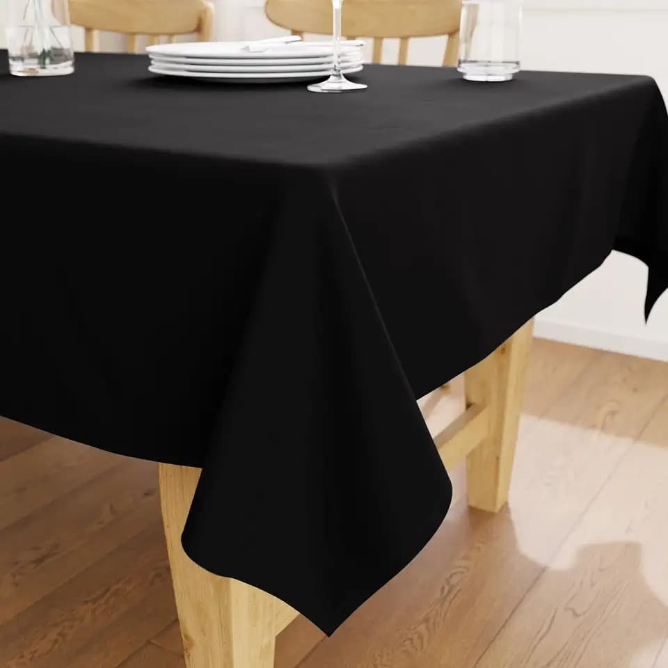 Encasa XO Cotton Tablecloth Square 56"x56" Jet Black