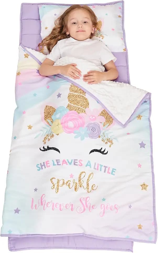 Extra Large Kids Sleeping Bag, Toddler Nap Mat with Pillow & Blanket, Soft Sleeping Mat for Daycare and Preschool