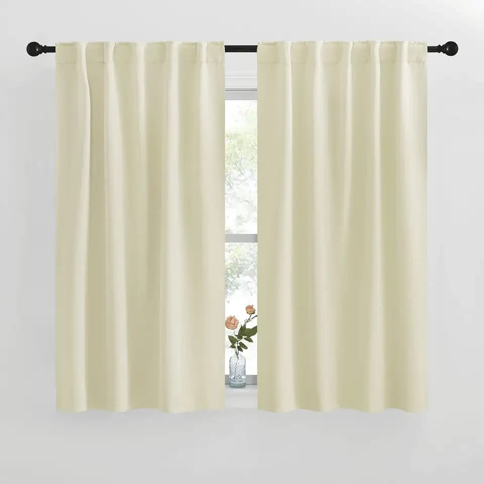 NICETOWN RV Curtains for Camper Windows - (Beige Color) 42x50 Inch, 2 Panels Set, Thermal Insulated Room Darkening Blackout Drapes/Draperies with Rod Pocket & Back Tab for Half Window