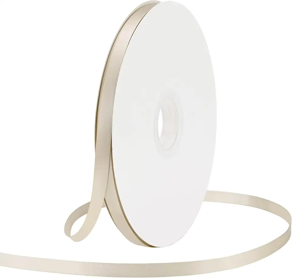 Champagne Gold Double Face Satin Ribbon 3/8 Inch x 100 Yards
