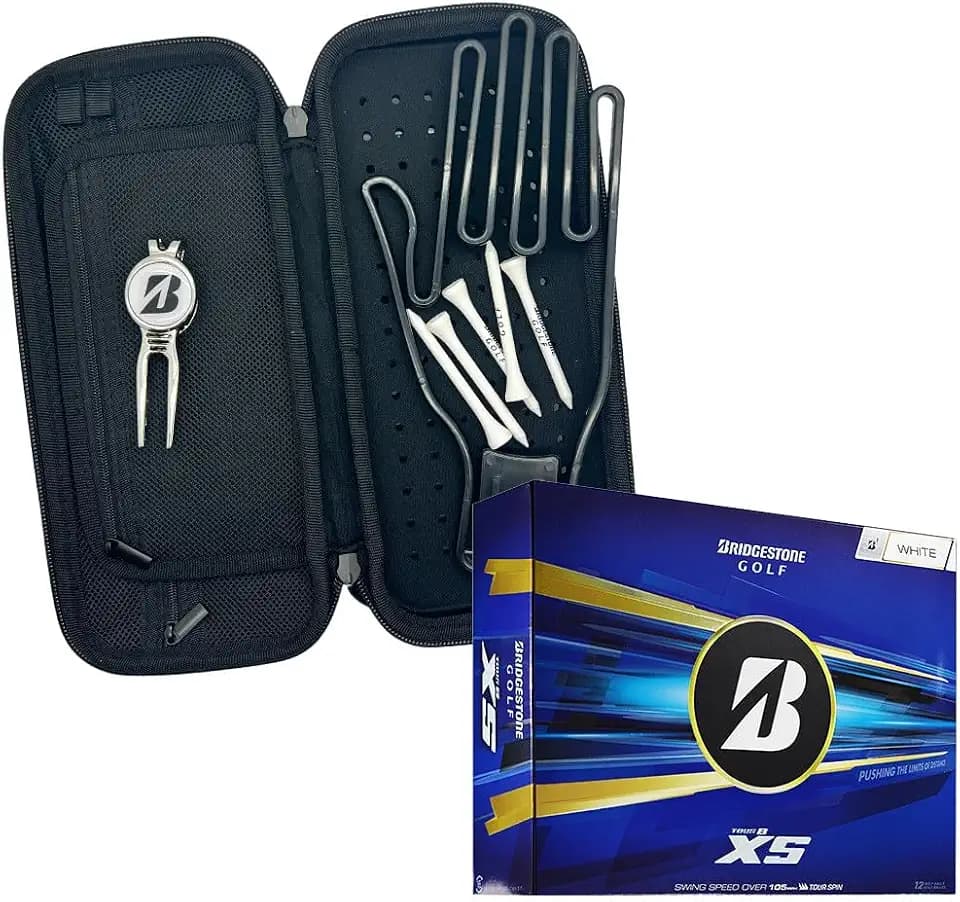 Bridgestone Golf Tour B XS Golf Balls with Golf Glove Holder - Includes Removable Ball Marker Divot Tool, Glove Shaper and Tees