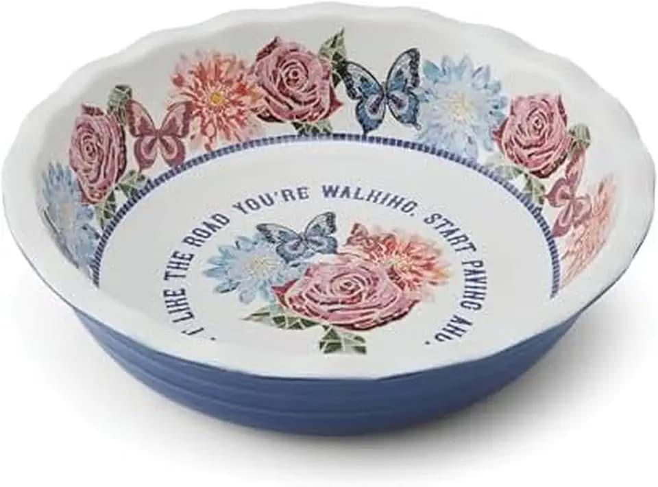 Dolly Parton Pie Dish Durable Stoneware, Even Heat Distribution, Perfect for Sweet and Savory Baking, 10.08 x 10.24 x 2.4 Inch