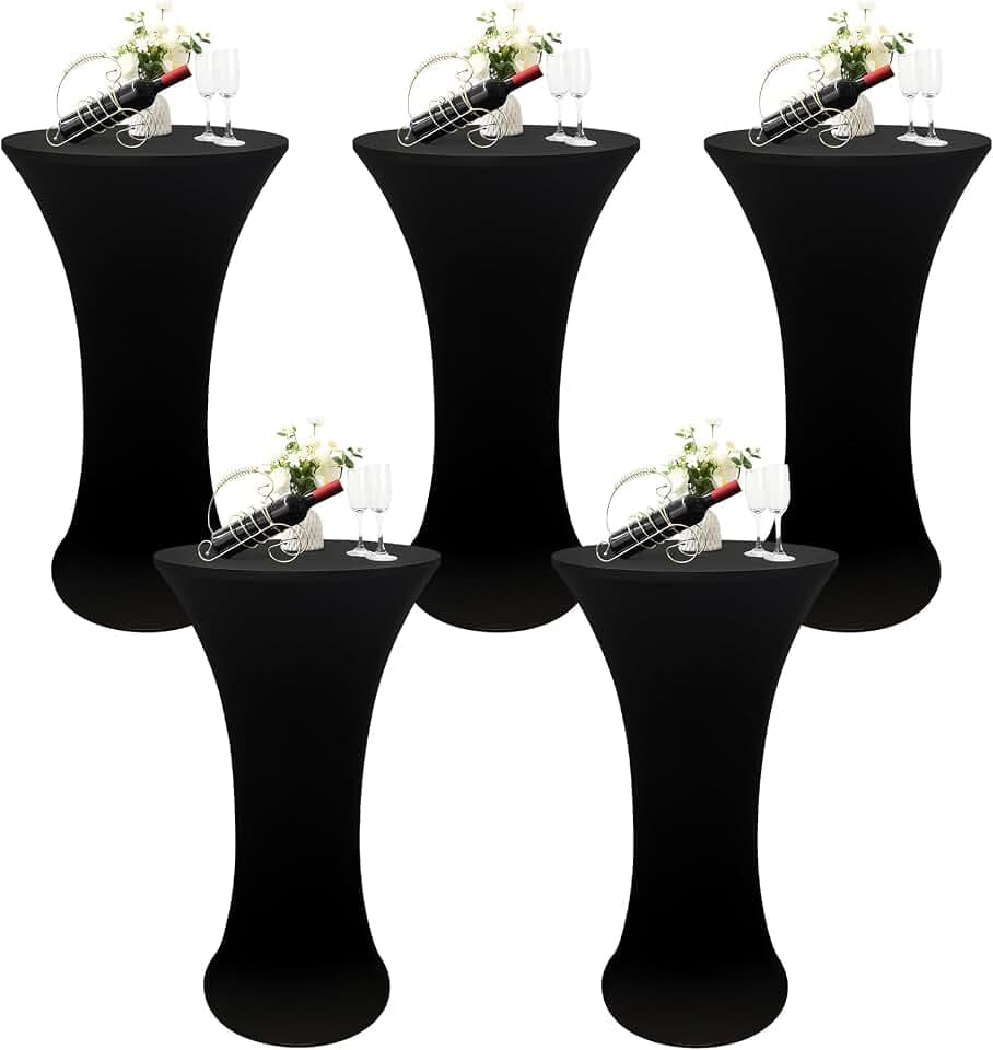 5 Pack 24x43 in Round Cocktail Table Covers High Top Table Cloths