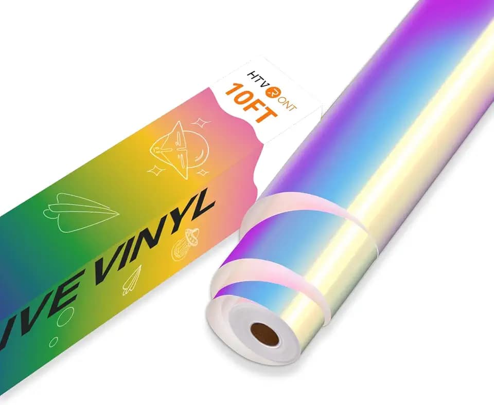 HTVRONT Holographic White Permanent Vinyl Roll, 12" x10FT, for Craft & Sign