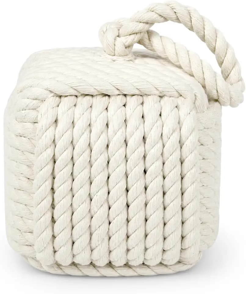 5.5 lb Decorative Rope Door Stoppers for Indoor Use, Coastal Decor, Beige