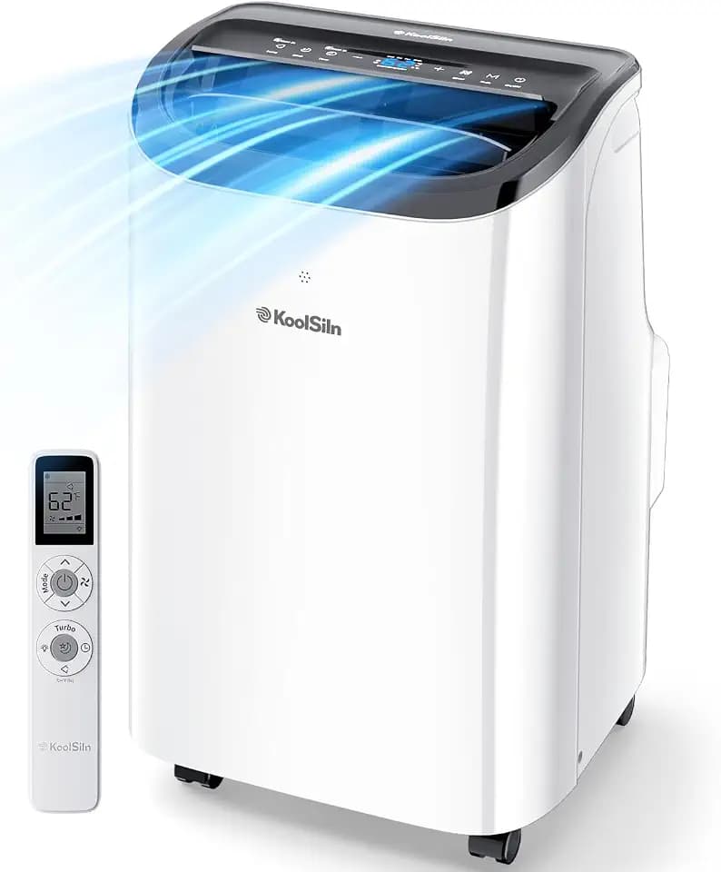 12,000 BTU Portable Air Conditioner Cools Up to 550 Sq.Ft, Auto-Evaporation Low Noise Portable AC Unit with Remote Control Fits for Large Room, Office, Garage, White