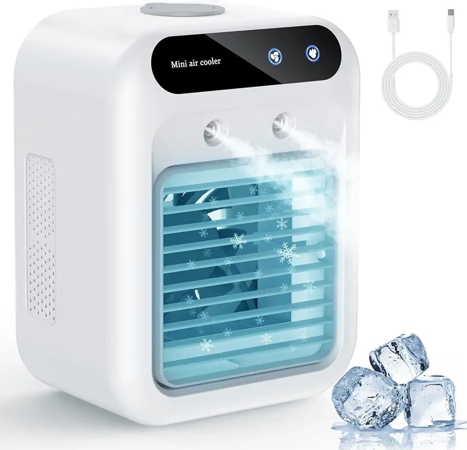 Portable Air Conditioners, Portable Cooling Fan, Quiet Portable AC with Water Tank, Personal Air Conditioner, Evaporative Air Cooler for Room, Bedroom, Office, Camping