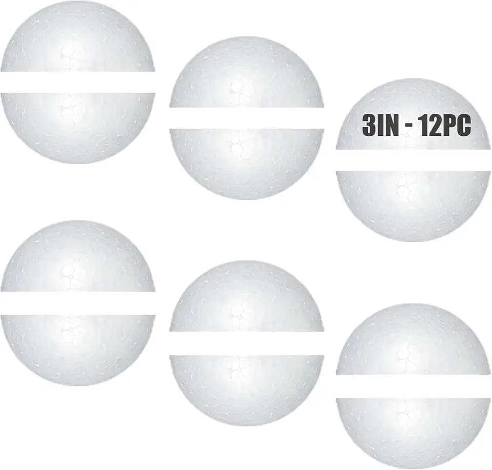 Styrofoam Half Balls 3 Inch,12PC Large White Half Foam Balls for Crafts