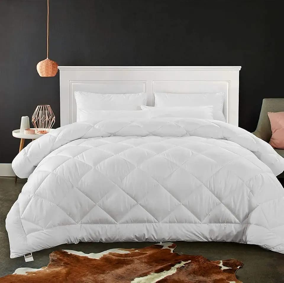 Cozynight Soft Comforter Super King Duvet Insert-Lightweight Down Alternative Comforter with Corner Tabs-Fluffy Breathable Machine Washable Reversible Comforters (White, 120"x120")