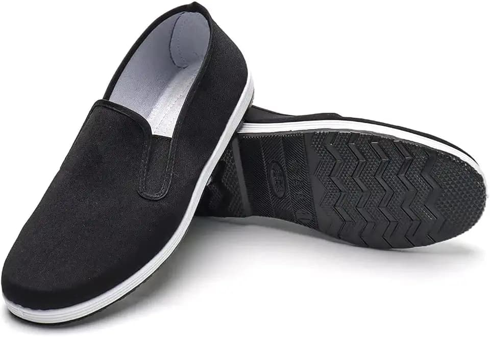 Kung Fu Shoes for Men and Women, Tai Chi Martial Arts Canvas Slip-On Shoes Traditional Chinese Old Beijing Style with Flexible Textured Rubber Sole for Training, Walking and Everyday Wear