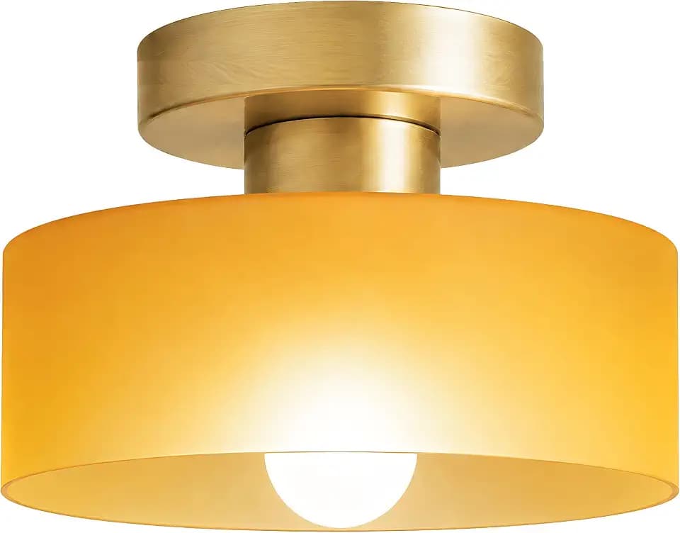 Moderne minimalistische Glas-Deckenleuchte, zylindrische E27 Deckenlampe, für Flur Arbeitszimmer Küche Schlafzimmer,Orange