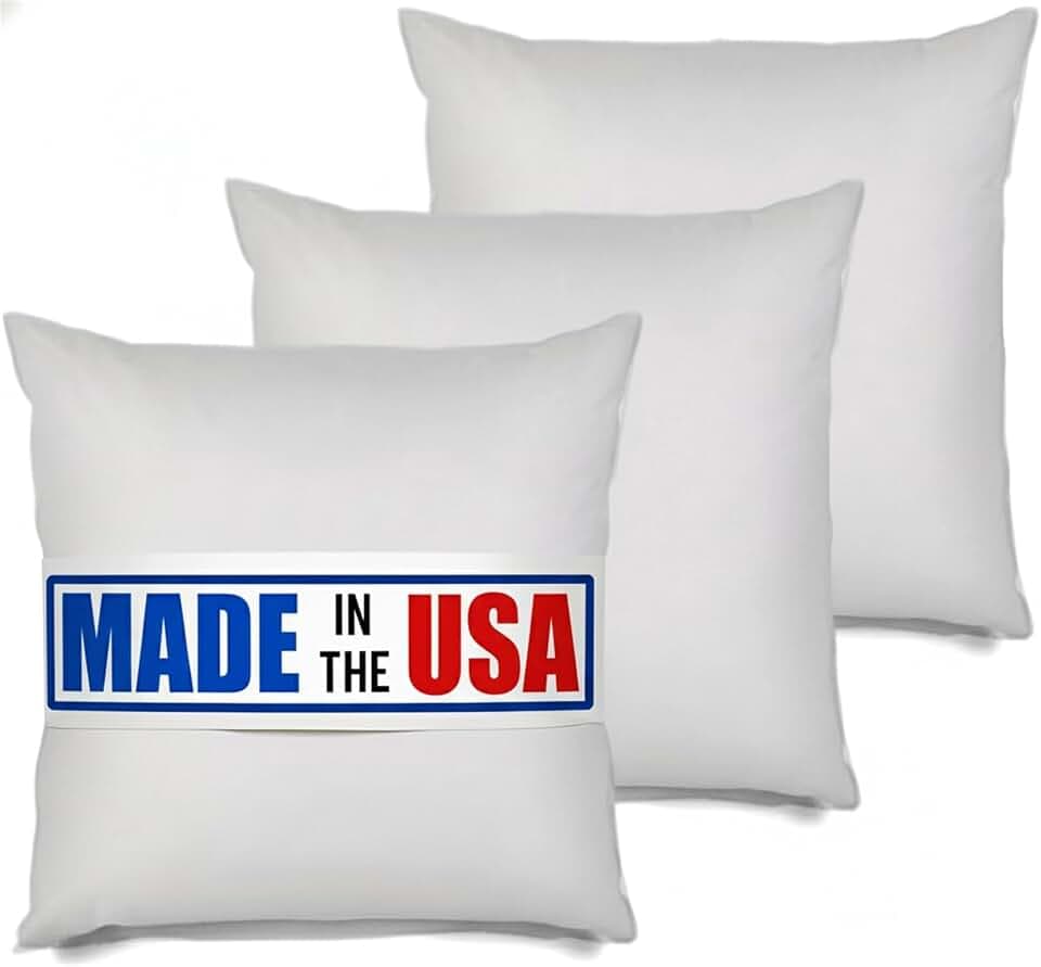 MSD 3 Pack Pillow Insert 28x28 Hypoallergenic Square Form Sham Stuffer Standard White Polyester Decorative Euro Throw Pillow Inserts for Sofa Bed - Made in USA (Set of 3) - Machine Washable and Dry