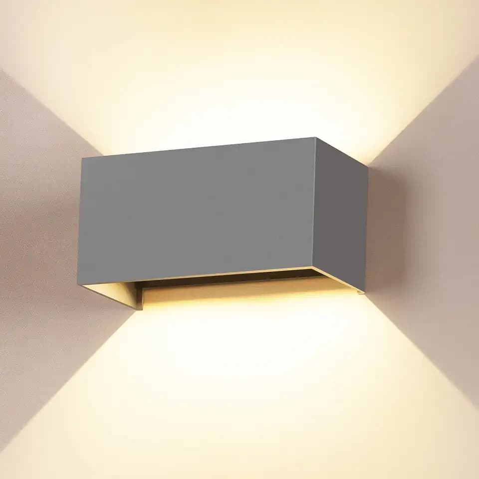 LED Wandleuchten Innen/Außen 24W Wandlampen Innen Auf und ab Einstellbarer Lichtstrahl Wandleuchte Warmweiß 3000K Grau Außenwandleuchten LED IP65 Wasserdichte wandbeleuchtung