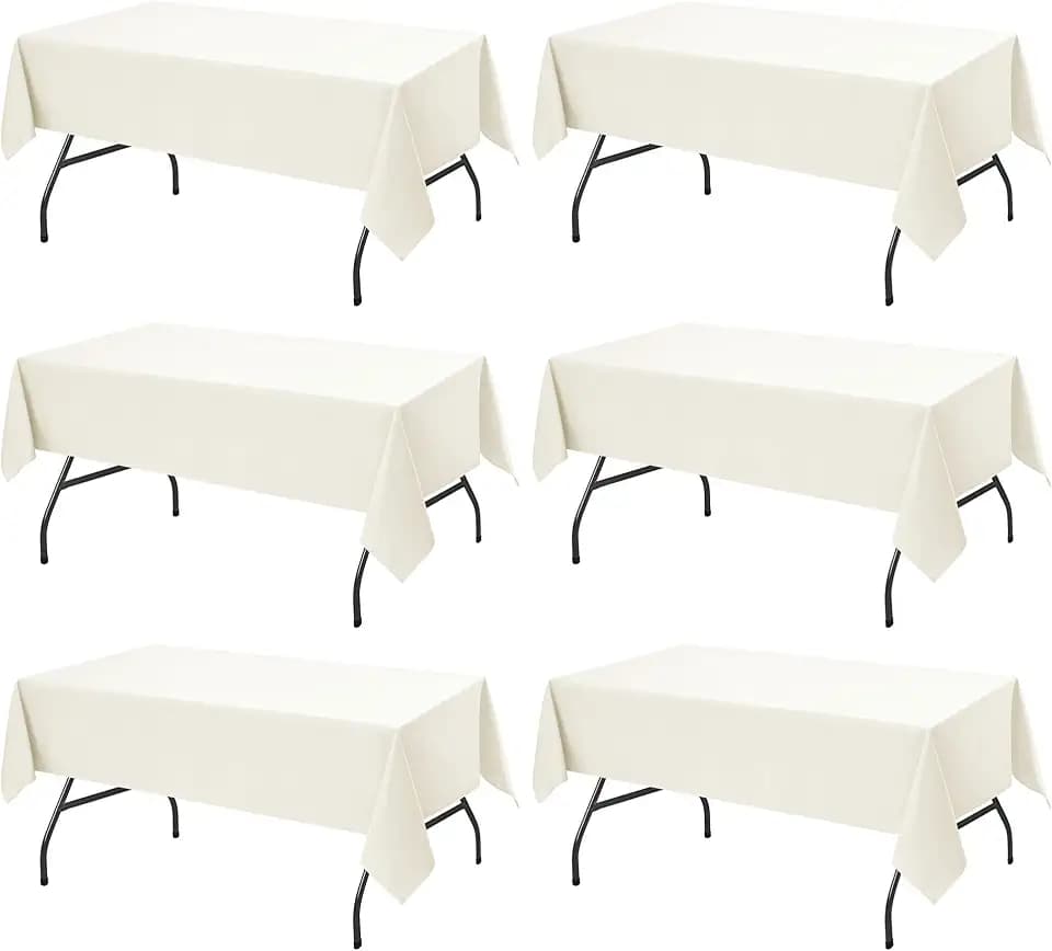 6-Pack Ivory Tablecloths for Rectangle Tables, 60 x 102 Inches