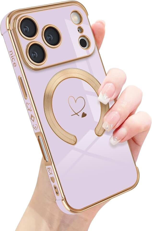 Newseego für iPhone 17 Pro Hülle 6,3 Zoll Süßes Herz Muster, Lila
