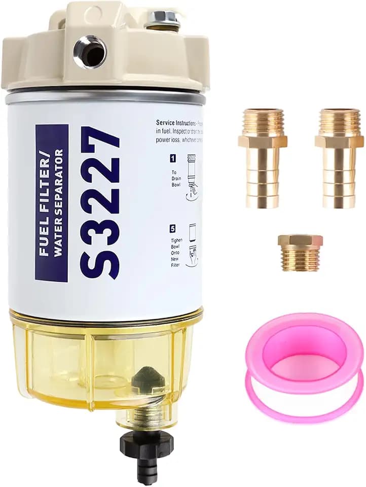 S3227 Fuel Water Separator Filter Assembly, 3/8" Barb x 1/4" NPT Fittings