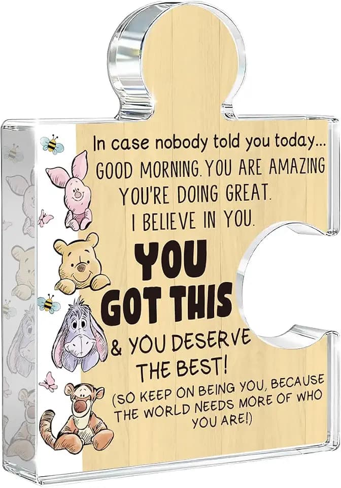 Cute Bear Inspirational Quotes Gifts for Women Motivational Acrylic, Motivational Gifts for Friends Coworker, Friendship Gifts for Friends Sister Besties Birthday Desk Office Decor Sign