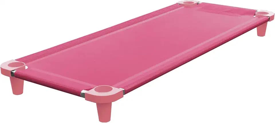 Acrimet Toddler Cot Bed for Kids, Travel, Day Care, 52" x 21", Pink, 1 Pack