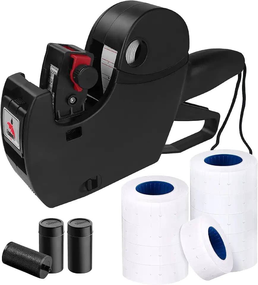 MX5500 Pricing Tag Gun with 5150 pcs Sticker Labels & Extra Inker, 8 Digits Tag Maker for Retail Shop, Grocery Store (Black)