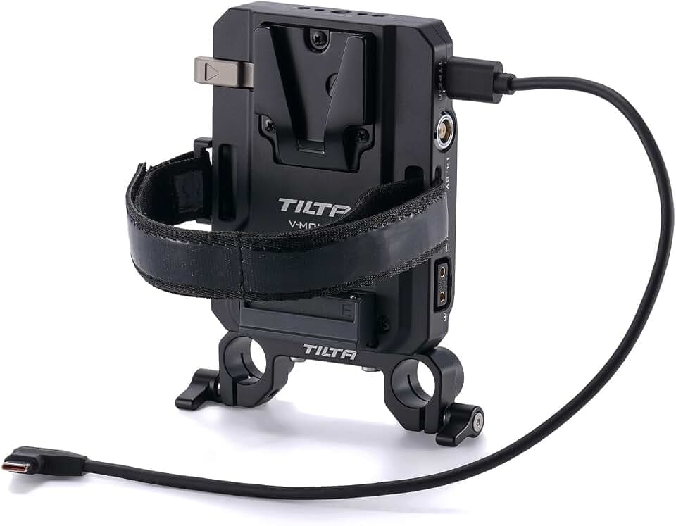 Tilta Mini PD V-Mount-Batterieplatten-Kit mit 35 cm 100W-USB-C-Stromkabel mit Rechtwinkligem Stecker – Schwarz TA-BTP4C-V-B