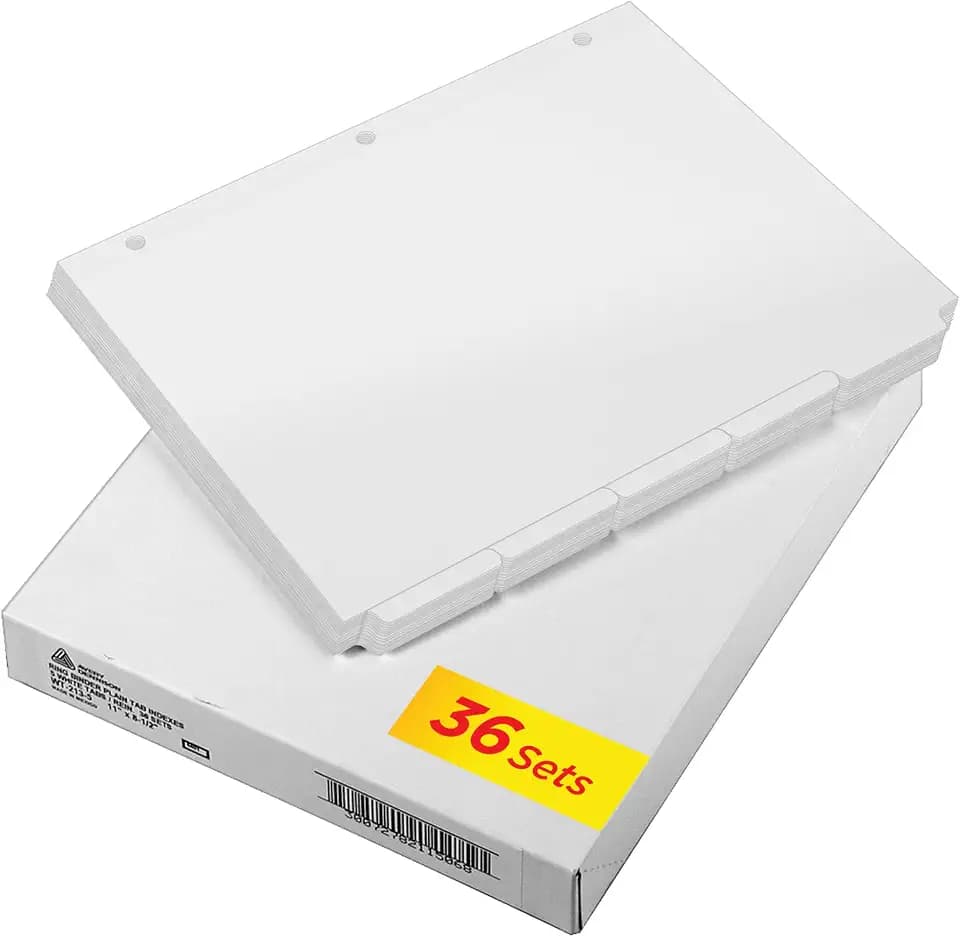 Avery® Write & Erase Dividers, 5-Tab, White, 36 Sets