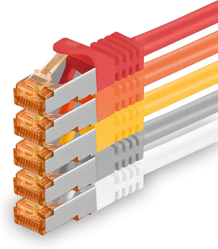 1aTTack.de 10 Gb/s LAN-Patchkabel 5x 0,25m RJ45 CAT7-5 Farben 01