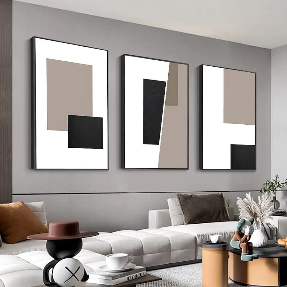 Large Framed Modern Wall Art,Black White Paintings 24 X 32 In X 3 Piece
