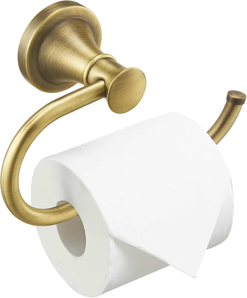 BESy Toilet Paper Holder Wall Mounted Bathroom Tissue Holder Antique Brass