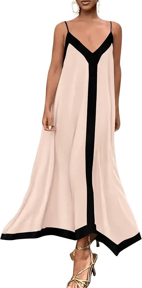 PRETTYGARDEN Womens Maxi Dress 2026 Summer Sundress V Neck Spaghetti Strap Flowy Elegant Party Dresses Beach Vacation Clothes