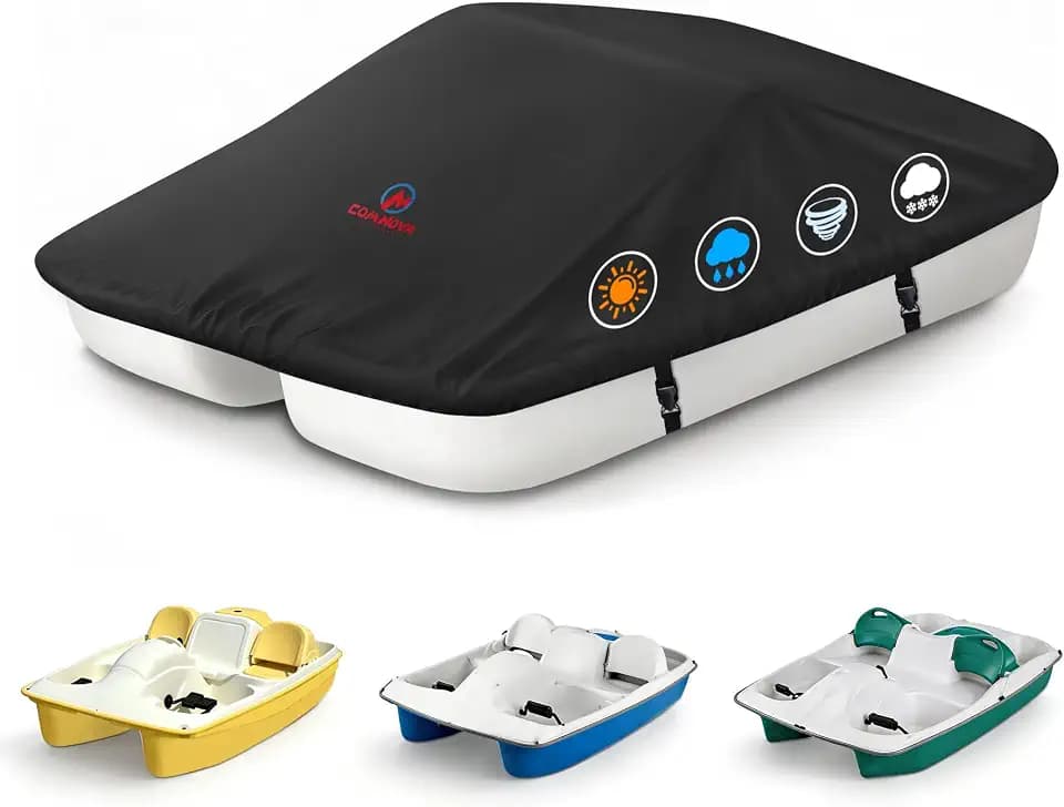 Comnova Pedal Boat Cover - 600D Waterproof Heavy Duty Paddle Boat Cover for 3 or 5 Person Paddle Boats, UV-Resistant Outdoor Boat Covers with All-Season Protection 112.5" L x 65" W
