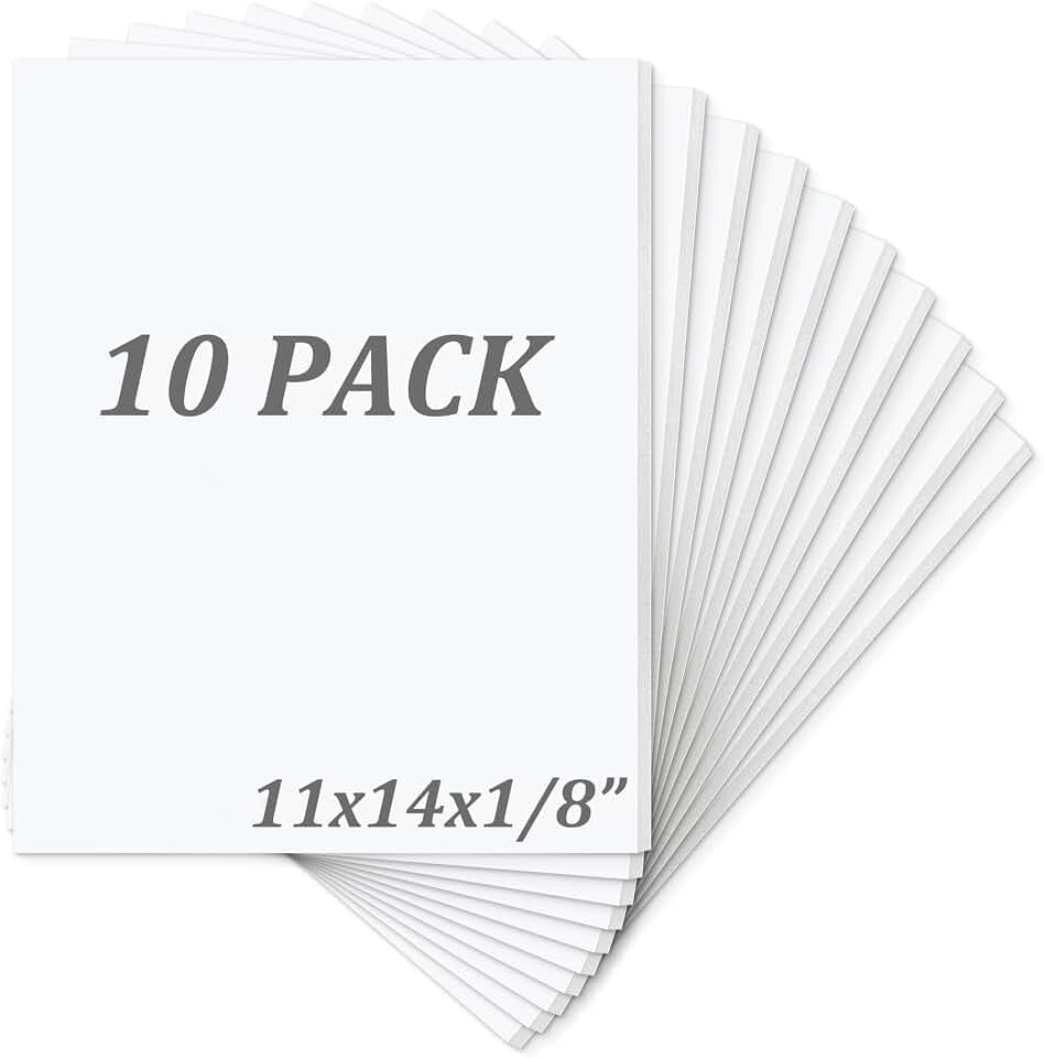 Mat Board Center, Pack of 10 Acid-Free Foam Boards, 11x14 inch White Foam Boards, 1/8" Thick