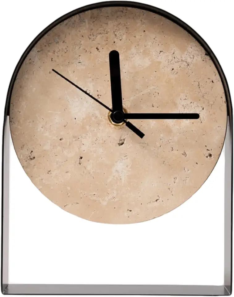 Natural Travertine Stone Wabi-Sabi Style Decorative Minimalist Desktop Clock