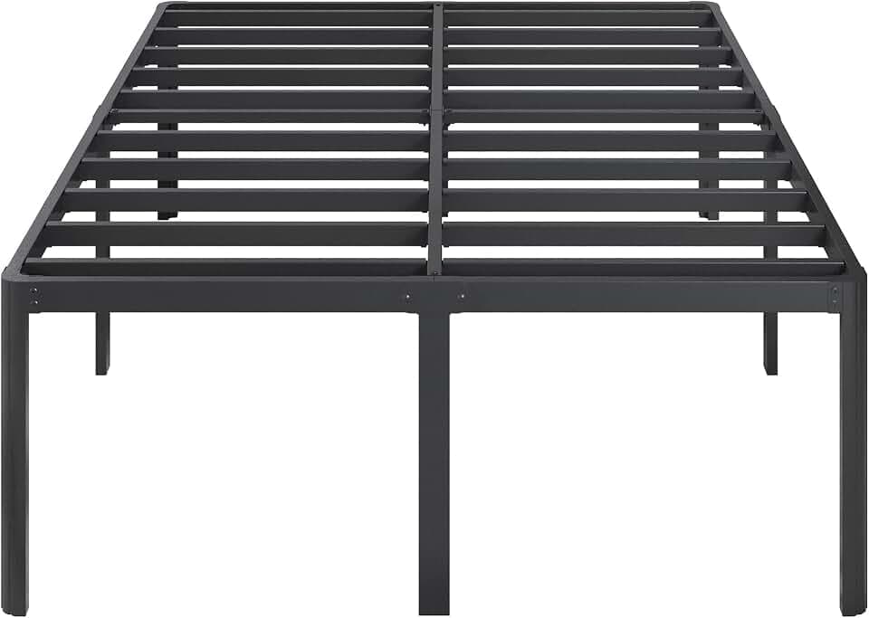 Lutown-Teen 22 Inch High Queen Bed Frame with Rounded Corner Legs, Heavy Duty Metal Queen Platform Bed Frame with Steel Slats Support, No Box Spring Needed, Noise Free, Easy Assembly