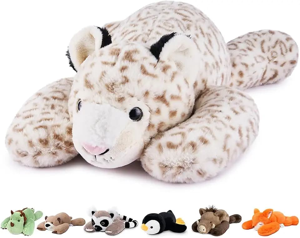 Niuniu Daddy Snow Leopard Weighted Stuffed Animals, Plush Pillow for Kids