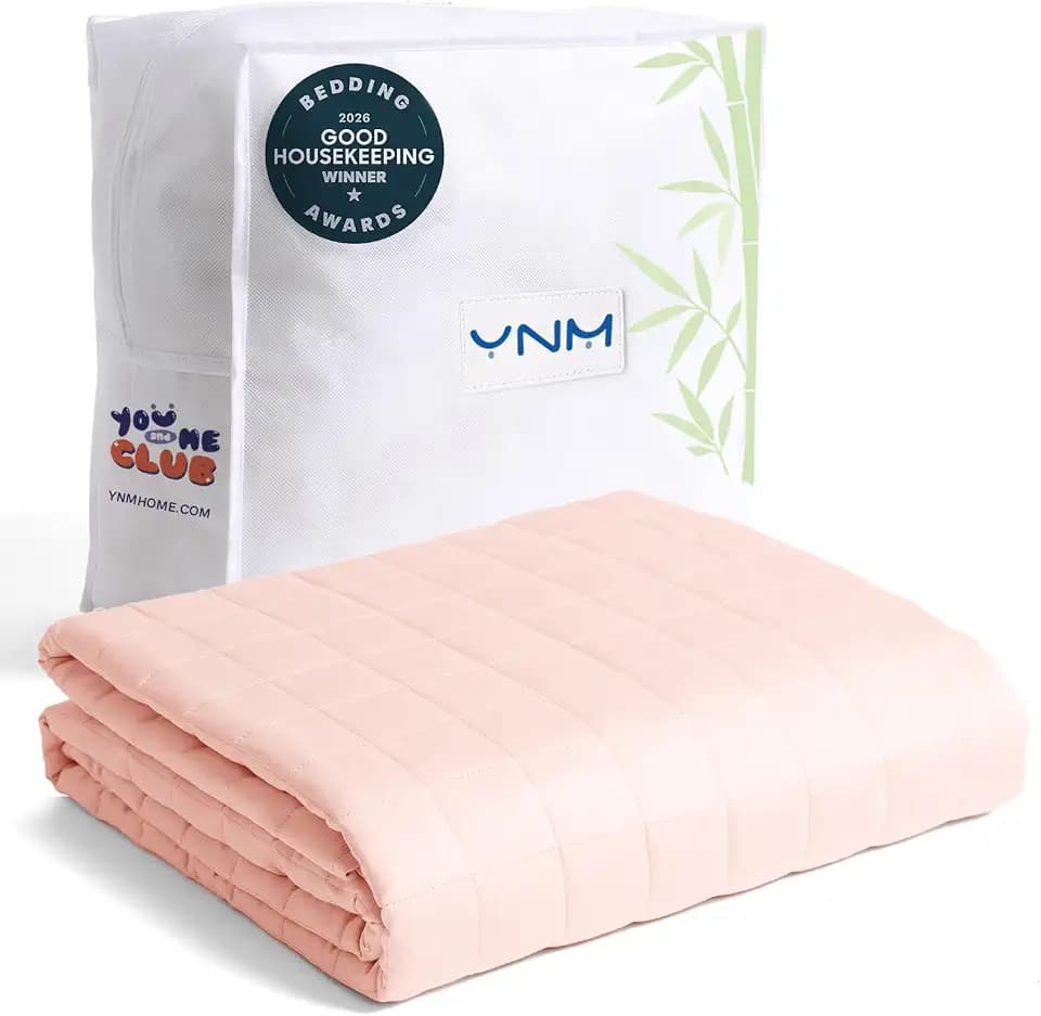 YnM Cooling Weighted Blanket for Adults, 15lbs Heavy Bed Throw for One Person of 140lbs, Perfect for Hot Sleepers or Warm Climates with Rayon/Glass Beads(60x80 Inches, Queen Bed, Pink Rose)