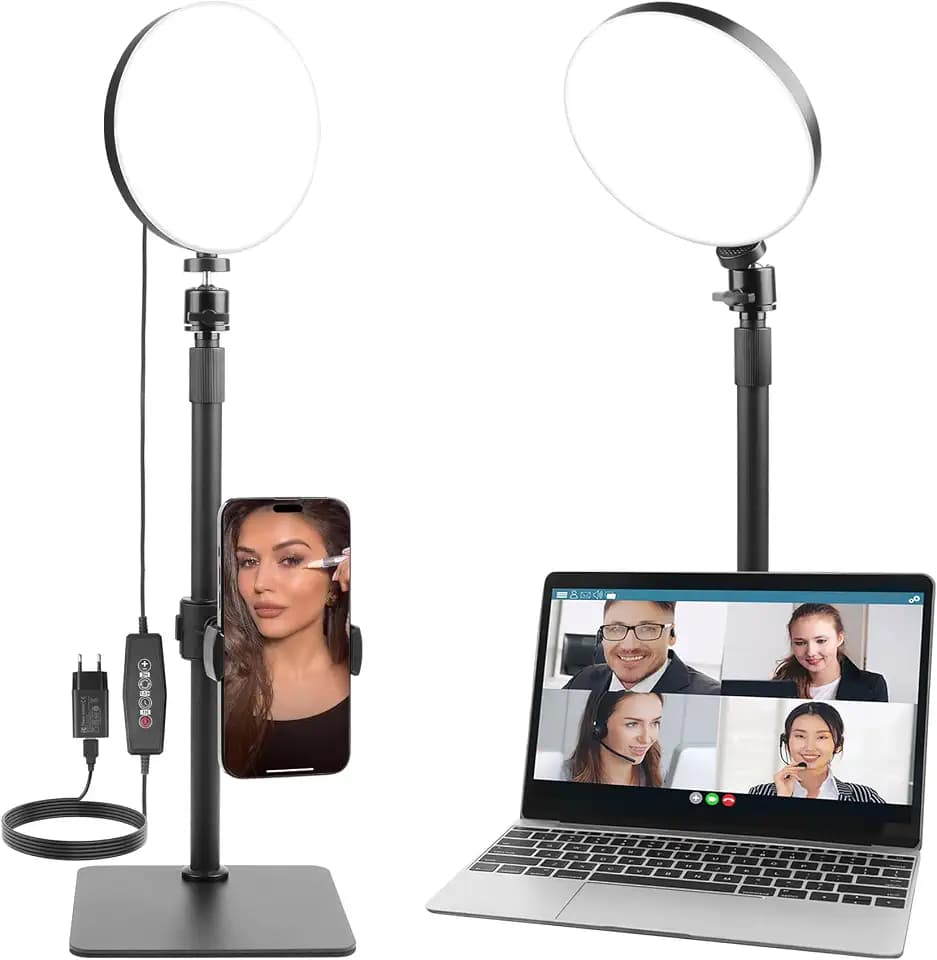LED Ringlicht mit Handystativ,Videoleuchte mit 3 Farbmodi & 5 Helligkeitsstufen,USB-betriebenes Key Licht für Videokonferenzen,Zoom Meetings,Live Streaming,Videoaufnahmen