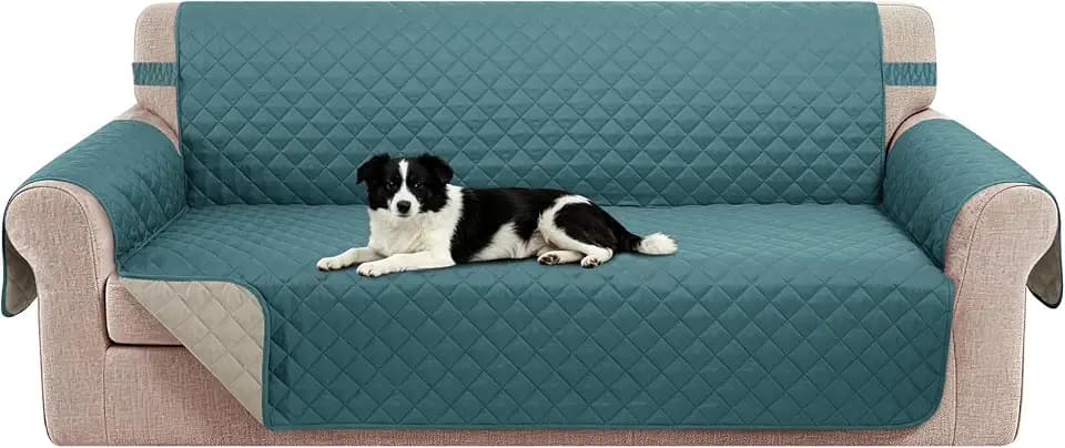 Reversible Sofa Cover for 3 Cushion, Blue/Beige
