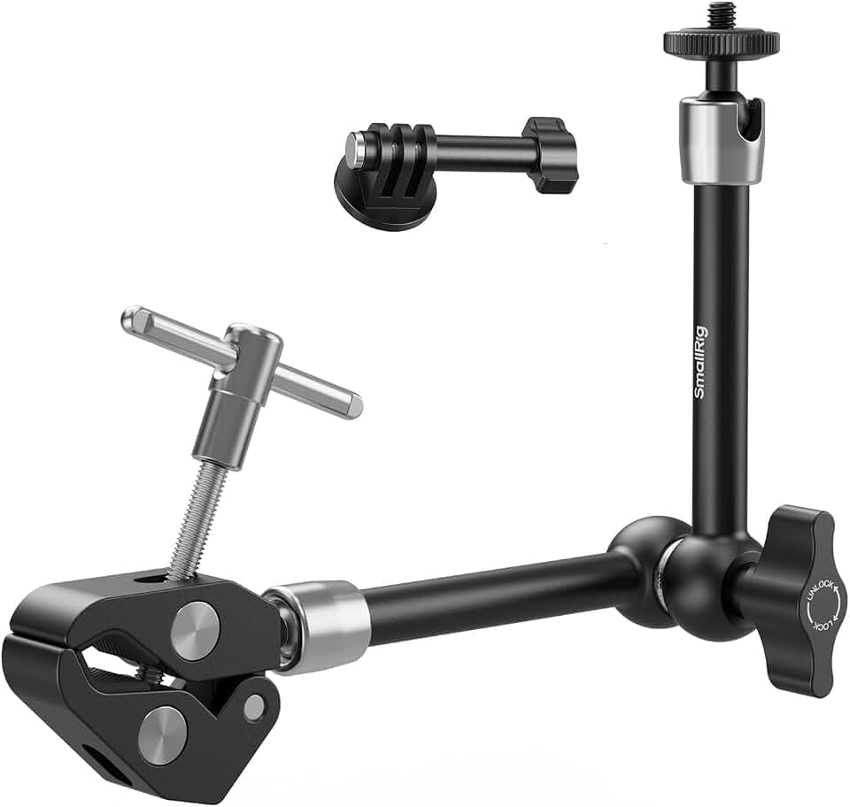 SMALLRIG Magic Arm mit Super Clamp für Action-Kameras, Kamera-Klemmhalterung für GoPro Hero 13/12/11, für DJI Osmo 360/Nano/Action 6/5 Pro/4/3, für Insta360 Ace Pro 2, mit 1/4"-Schraube – 5605