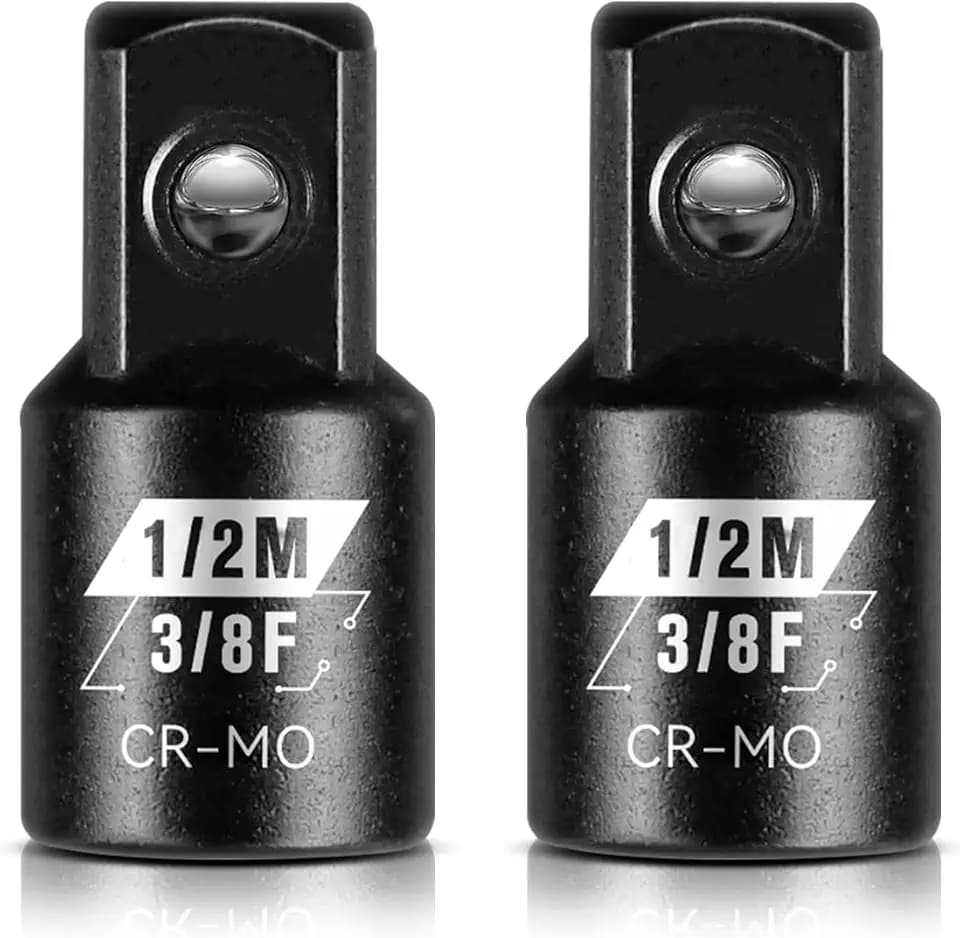 BLACKROBOT 2 Piece 3/8”F To 1/2”M Impact Socket Adapter Set,SAE Drive Cr-Mo Steel Exceeds ANSI Standards,Square Drive Reducer for Impact Driver Wrench